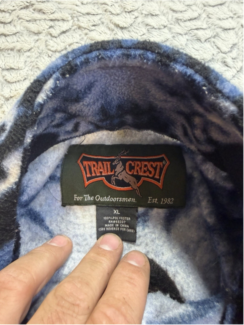 TRAIL CREST Men's Blue Fleece Jacket Full Zip Stand-Up Collar XL 48in Wolf - Picture 6 of 7